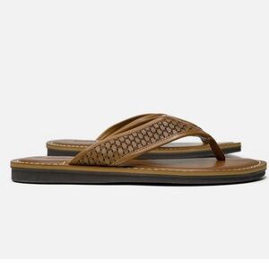 JOHNSTON & MURPHY NORRIS THONG FULL GRAIN SANDALS TAN COLOR SIZE 10 MENS